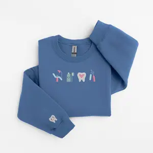 Dental Icons Embroidered Sweatshirt, Dental Assistant Crewneck, Dental Hygienist Gift