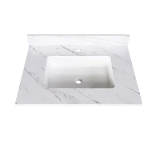 DONEXT Bianco Carrara Venato 31 Inch Marble Vanity Top with Pre-drilled Faucet Holes Rectangle Undermount Sink & 4" Height Backsplash for Standard Vanity Cabinets