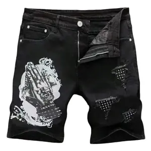 New Printed Roved Shorts Straight-Leg Wide-Leg Stretch All-Season Streetwear Y2K Vintage Wash Menswear Man Tropical Dalmatian Black Casual Hand Wash Only Menswear Man Tropical Dalmatian Black Casual