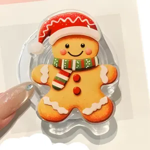 Cute Gingerbread Man Christmas Pop Socket Holiday Phone Grip, Sweet Holiday Cookie Gingerbread Man, Xmas Festive Gingerbread Cookie Phone Grip Perfect