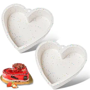 2Pcs Heart Shaped Cake Pans,8 Inch,Silicone,Nonstick,Heart Cake Tin Mold for Baking,Cream