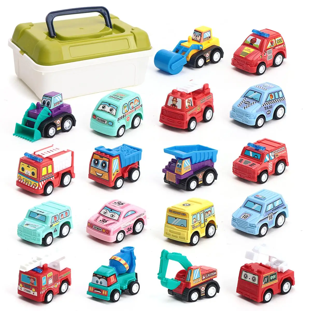 Random Color Mini Car Toy, 6/18pcs Pull Back Car Toy with Storage Box, Model & Toy Vehicles for Boys & Girls, Birthday Gift