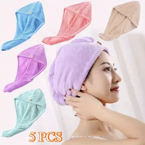 4 Pieces of Quick Dry Cleaning Hair Towels -9.84in X 25.59in, Super Absorbent Microfiber Hair Towel Cap for Quick Drying, Soft and Lightweight - Perfect for Wet Hair, Shower, Travel, Quick Drying Shower Caps for Women and Girls Bath Gift