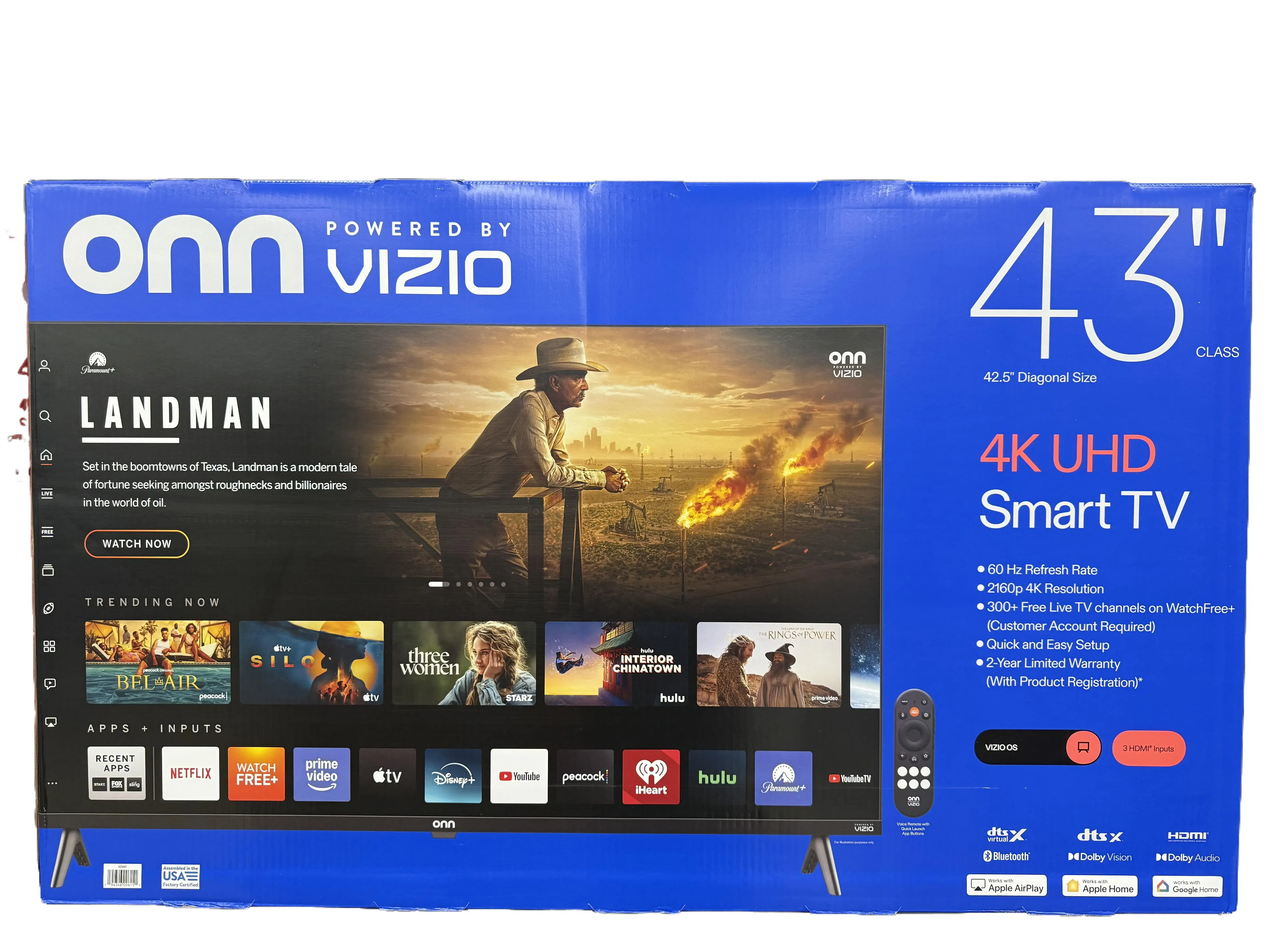 onn 43" Class 4K UHD Powered by VIZIO Smart Television, 43S4V1