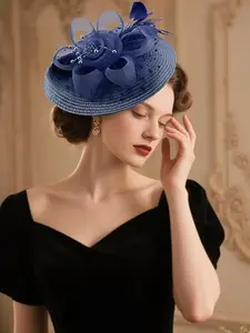 Women's Tea Party Headpieces Set, Includes Hat, Flowers, Netting, Feathers, Hairband, Hair Clip, Elegant Accessories for Special Occasions