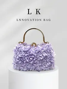 1 cute purple petal elegant fashion handbag, soft gauze high-end versatile crossbody bag, party women's special handbag, suitable for carrying mobile phones, lipstick, perfect for women's weddings, parties, formal occasions, women's gifts, dinners/parties