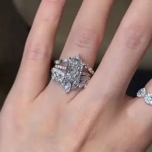 Maxine Vintage 3.5ct Radiant Cut 3PC Engagement Ring Set,5A Cubic Zirconia Bridal Ring Set,Women's Ring Jewelry,Wedding Ring Set for Daily,Travel,Proposal,Birthday,Anniversary