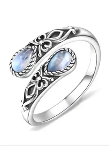 Women's Adjustable Sunflower Ring, Vintage Spoon Design, Synthetic Gemstone, Elegant Jewelry Gift, Ladies' Fashion Accessory, Adjustable Rings, Geometric Design Ring, Artificial Gemstone Ring, Unique Rings