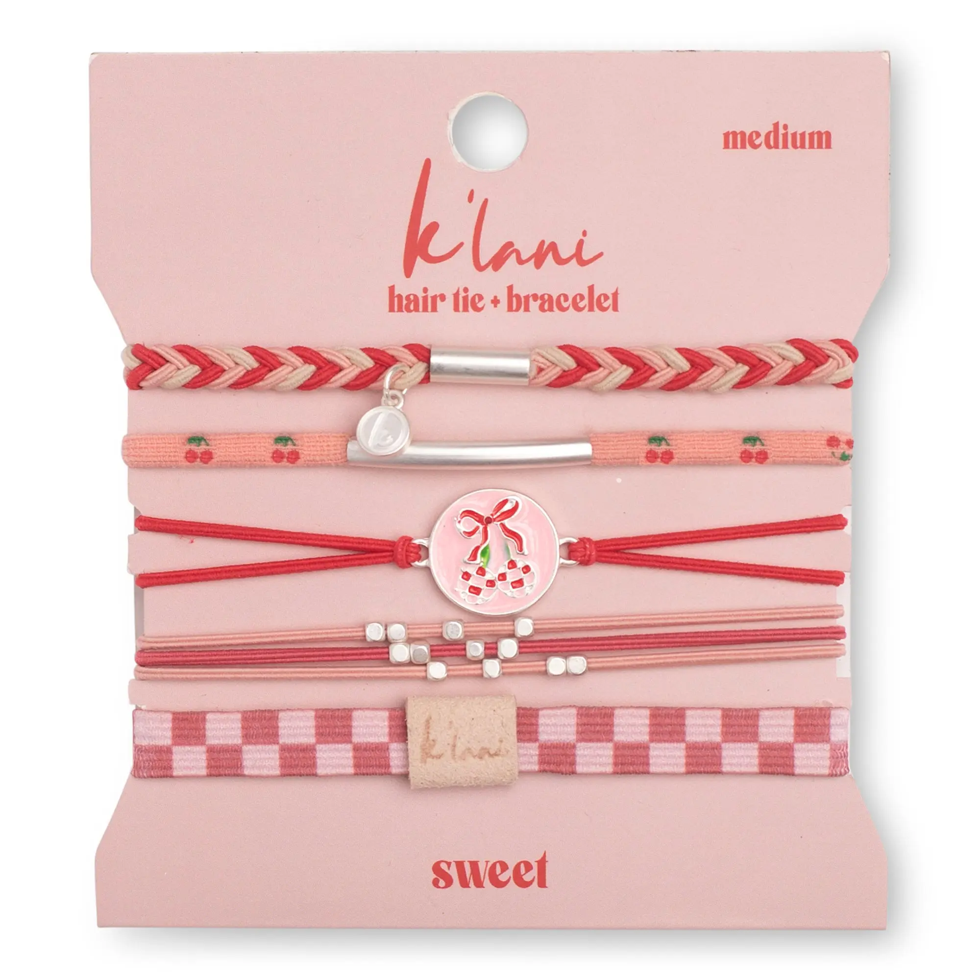 "Sweet" Pink Cherry Hair Tie Bracelets