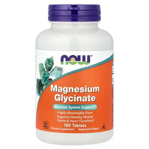 NOW Foods Magnesium Glycinate, 180 Tablets (100 mg per Tablet)