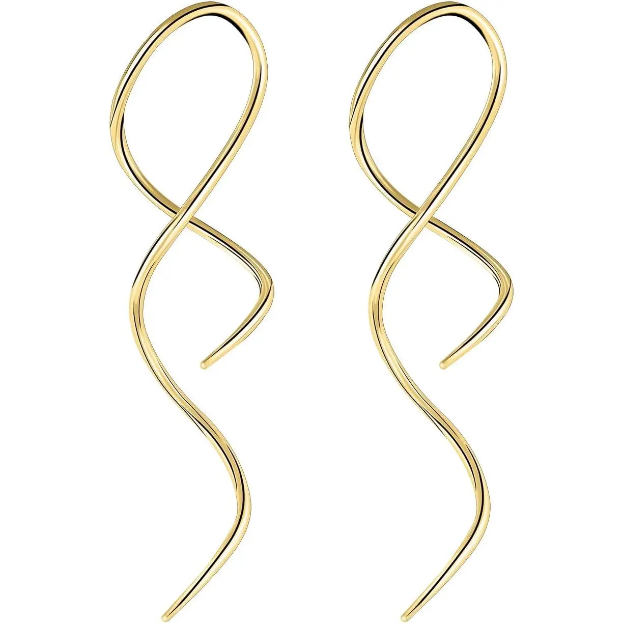 1 Pair Spiral Twist Earrings  Jewelry, Stainless Steel Dangle Taper Earrings Twisting Hanging Loop 10G - 16G Piercing Taper