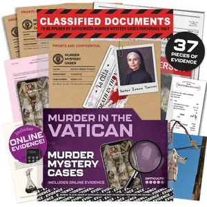 MMC Death in The Vatican – Thrilling Murder Mystery Games for Adults Behind Vatican Walls – 37 Evidence Pieces, 150 Min Gameplay (4/5 Difficulty) – Cold Case Files Game for 1-10 Players