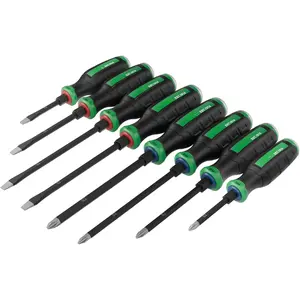 8-Piece Heavy Duty Screwdriver Set, Demolition Driver, Slotted and Phillips, S2 Steel, SureGrip Handle