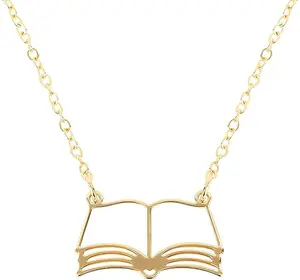 Hollow Book Pendant Necklace - Simple Book Club Gift, Book Shaped Charm Necklace, Bookish Style Jewelry Gifts for Book Lovers Readers and Teachers