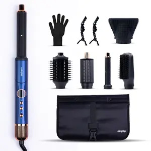 Airglop Hair Dryer Brush 6-in-1 Air Styler Fast-Drying 110,000 RPM Ionic Blow Dryer with Straightener Curler Attachments Multi-Styler Auto-Wrap Curlers Best Gift for Girls Women