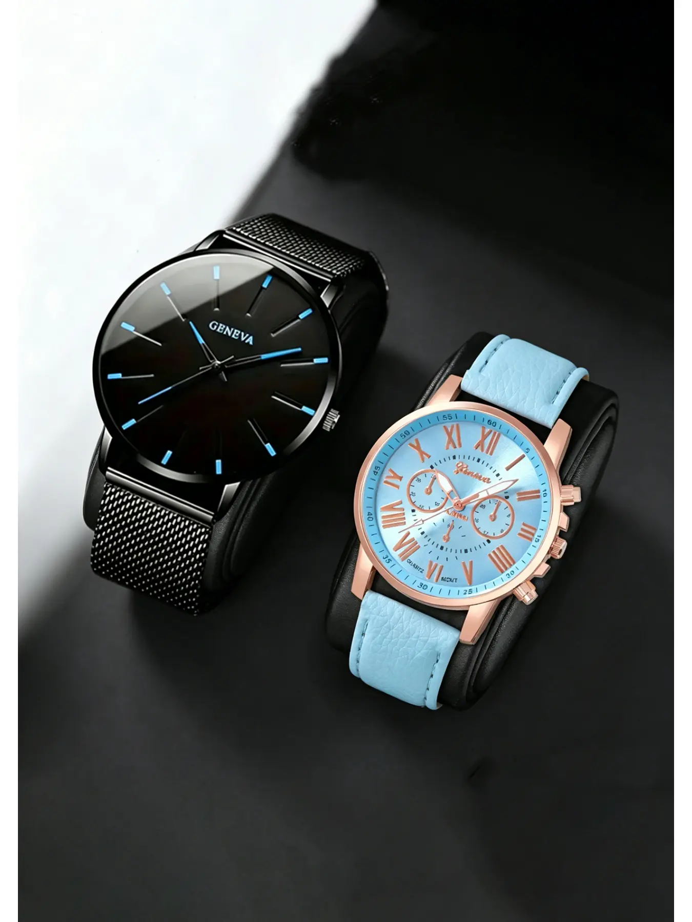 2 Pcs Couple Quartz Watches - Minimalist Dial Fashion Watch Set, an ideal choice for birthday gifts and holiday occasions, perfect for Valentine's Day and students to wear.