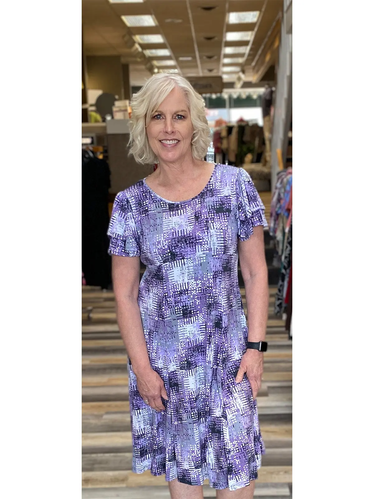 DRESS *MISSY* PURPLE BLACK JOY