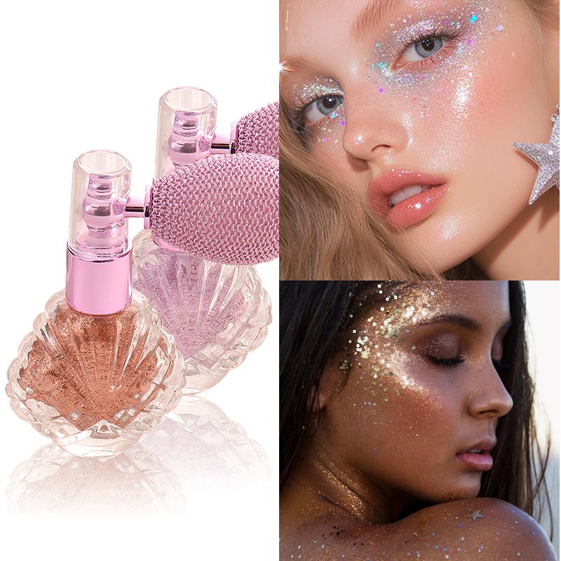 Shimmer Puff Spray Unscented Silver Glitter for Body Face Hair Nail Clothes Highlighter Makeup Festival Party Concert Rave Accessories Fragrance Pigment Cosmetic Pale Pink
