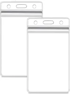 6 Pack Vertical ID Card Name Tag Badge Holder with Waterproof Type Resealable Zip (Vertical ID, 6 Pcs)