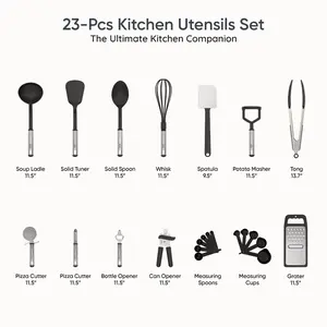 All you need Cooking Utensils Set 23 Piece Stainless Steel Heat Resistant Nylon Kitchen Tool