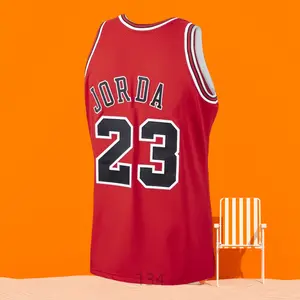 stitched Men's Classic-Design Sleeveless Basketball Jerseys Retro Red shirt 1997-98