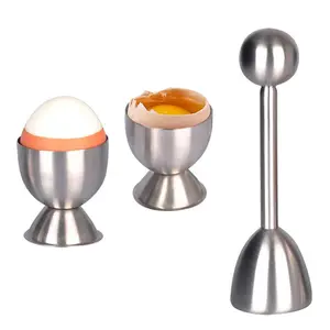Stainless steel egg cover opener egg cutter metal egg cup holder suitable for hard and soft boiled eggs kitchen tools tableware breakfast Utensils