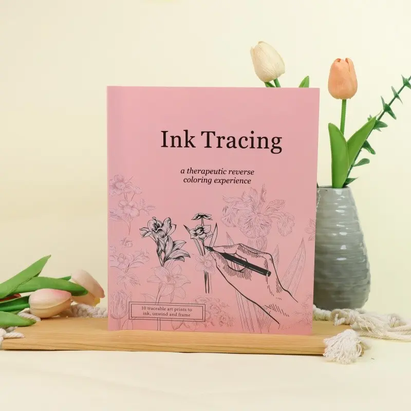 Healing Reverse Ink Line Book, Ink Tracing, Floral Stress Relief Drawing, Adult Coloring Sketchbook, Relaxing Art Workbook for Adults, Art Therapy, Therapeutic Value, Floral Designs