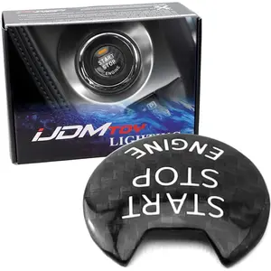 iJDMTOY Gloss Black Real Carbon Fiber Keyless Engine Start/Stop Push Start Button Cover For Nissan Altima Maxima Pathfinder Titan Murano Infiniti Q50 Q60 QX60