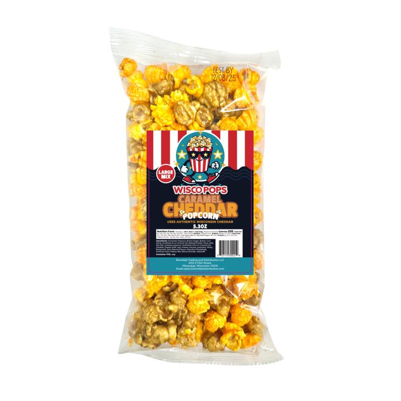 Wisco Pops Caramel Cheddar Popcorn, Large Mix, 5.3 oz, 4-Pack, Wisconsin's Best