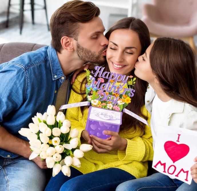 3D Pop Up Mothers Day Card Happy Mothers Day Pop Up Flower Bouquet Card with Envelope Mother's Day 3d Greeting Card Mother's Day Pop Up Card Gifts for Her Wife Mom Grandma Aunt Daughter