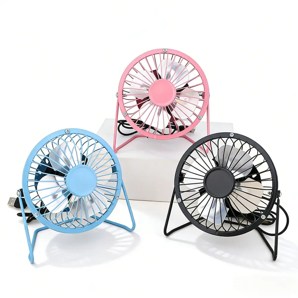 1pc USB Metal Mini Desktop Fan, 360-Degree Rotatable Portable Cooling Fan, 4-Inch Compact Desk Fan for Office, Bedroom, Dormitory, Camping, and Laptop