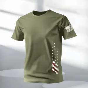 Men's Round Neck Short Sleeve Graphic T-Shirt - Patriotic Apparel Mens, American Streetwear Fashion, USA Stars and Stripes Print, Casual Sports Gym Top, Men's 4th of July Shirt with 4th of July Vibes, Ideal Gift for Boyfriends
