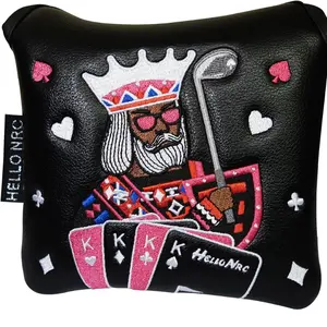 Golf Club Poker King Square Mallet Putter Headcover, Magnetic Closure, Heel Shaft Design, & Options，PU Leather Headcover，Best Halloween and Christmas Gifts for Golf Lovers, Golf Accessories