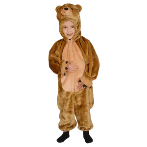 Bear Costume Dress For Kids & Toddlers - Plush Brown Jumpsuit with Hood & Claws - Cozy Animal Outfit for Halloween, Theme Party & Cosplay