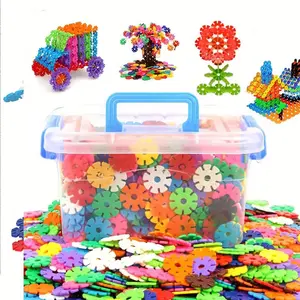 Snowflake Building Blocks Set, Plastic Interlocking Pieces, 300pcs Early Education Toy, Creative Science Learning Gift for Kids