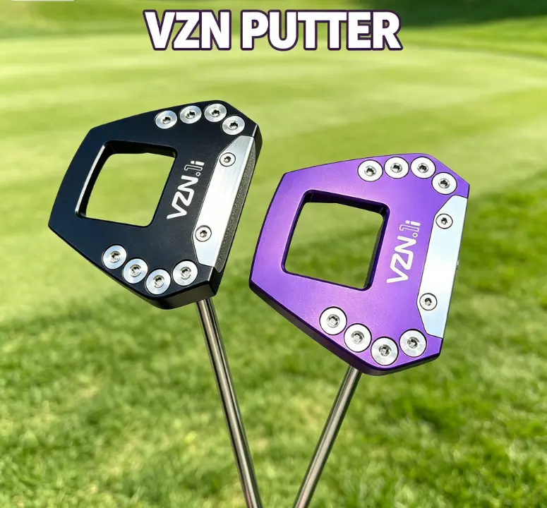 VZN Mallet Golf Putter - Mallet Shape, High MOI Design, Steel Insert Face, Forgiveness, Alignment Aid, Off-Center Hit Correction, Clean Feel, Firm Feedback, Large Hitting Area, Unisex, Ideal for Putting Green Practice, Precision Golf Club with Long Shaft