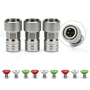 POHIR  Garden Hose to Mini Power Washer Adapter,3/4" GHT to 1/4" Quick Connect, Stainless Steel Leak-Proof Connector for Car Wash Outdoor Cleaning Nozzle and Sprayer Attachment