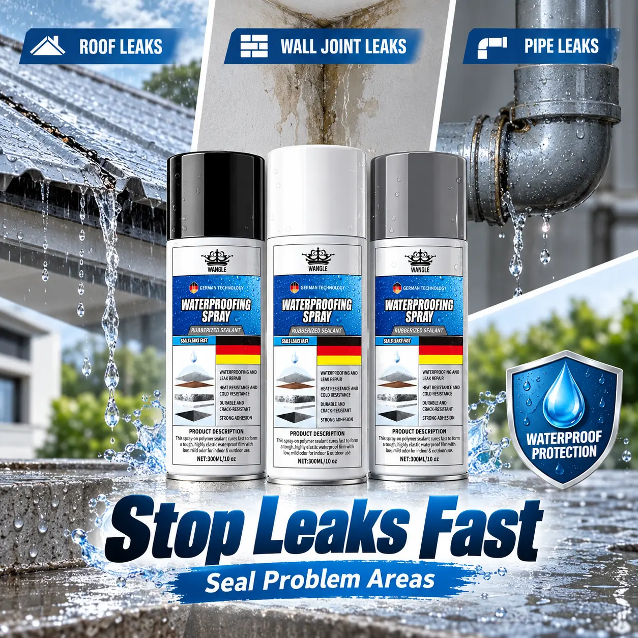 Heavy-Duty Waterproofing Sealant for Roofs, Concrete, Tile & Wood – Seals Cracks, Stops Leaks, Protects Against Water Damage for Indoor & Outdoor Home Repair