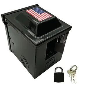 RV/EV 50 Amp 125/250  Power Outlet Box with Flag,  Lockable Enclosed Power Panel, 14-50R Receptacle, for RV Camper Travel  Electric  Generator (588F, Black)