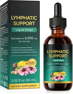 Organic Lymphatic Drainage Drops for Lymphatic Cleanse and Immune Support with Echinacea Dandelion Elderberry Cleavers Astragalus and Burdock Natural Detox Liquid Supplement for Swelling Relief and Body Wellness for Men and Women 60ml