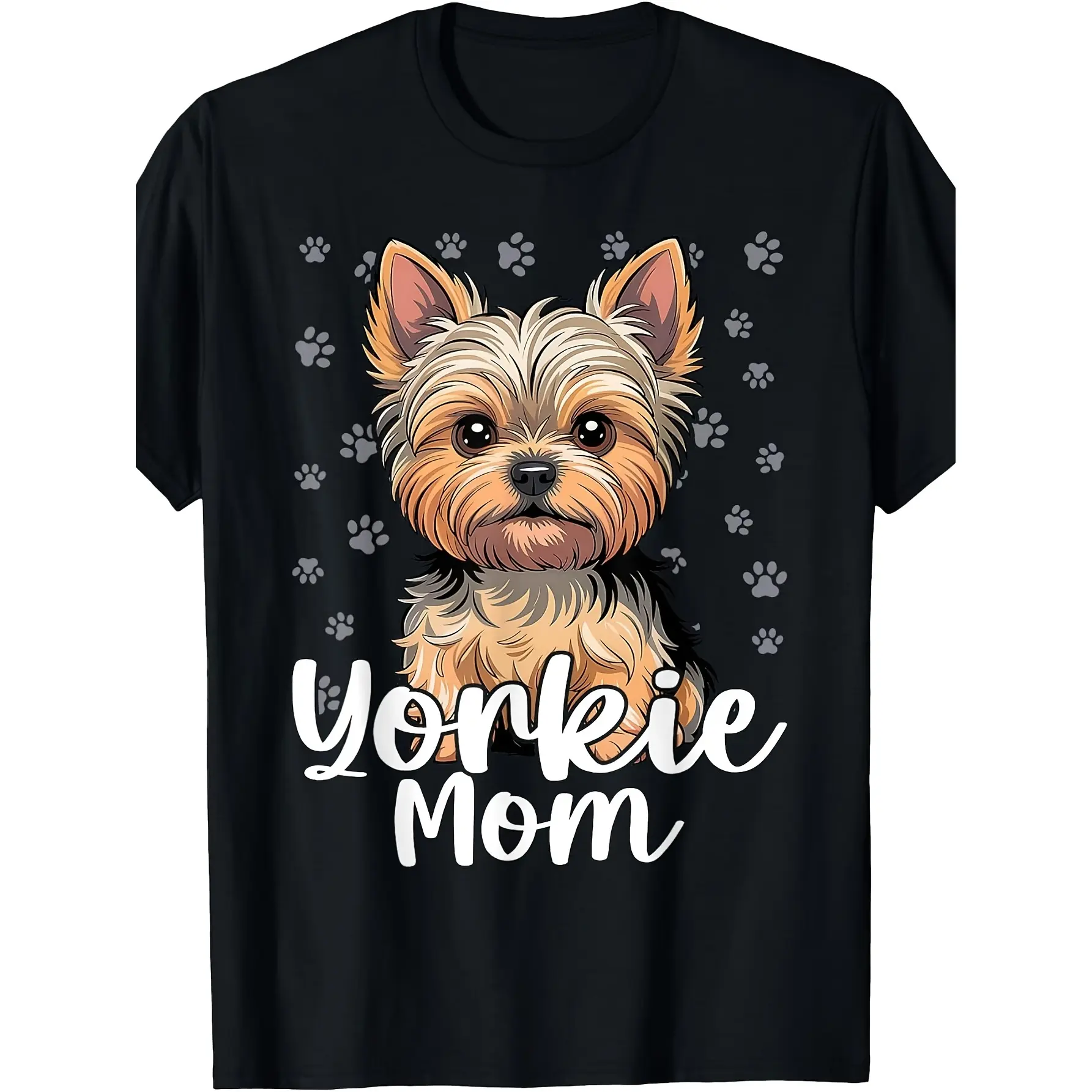 Yorkie Mom Yorkshire Terrier T-Shirt - Retro Yorki unisex soft cotton short sleeve t shirt, vintage graphic casual tee for men women teens, perfect birthday holiday gift for camping travel gym daily street  wear