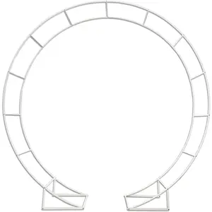 Metal Arch for Ceremony,6.5 Feet Double Round Backdrop Stand,Circle Balloon Arch Stand with Base for Wedding Birthday Party Baby Shower Decoration,Indoor and Outdoor,White