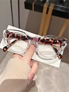 Trendy Colorblock Cat Eye Frame Eyeglasses, Fashion Frames, Stylish Trendy Eyewear, Anti-blue Light Eyeglasses for Women & Men, Fashion Eyeglasses for Work, Daily Clothing Decor, for Student Daily Use, Casual Stylish Glasses