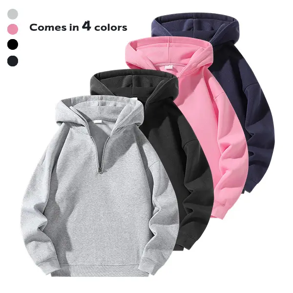 Men's Quarter Zip Pullover Hoodie, Long Sleeve Drop Shoulder Fleece Lined Sweatshirt, 2026 New, Versatile for Daily Commute & Casual Wear, Essential Classic Hoodie