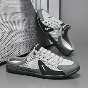 CORASUN Men's Fashion Athletic Sneakers, Grey Elastic Mesh Running Shoes with Durable Soft Sole, Non-Slip Lightweight Walking Shoes for Work, Outdoor Sports & Daily Wear, Stylish Male Leisure Footwear