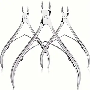 Stainless Steel Cuticle Nippers, 3pcs/set Pointed Blade Cuticle Trimmer, Professional Manicure & Nail Care Tool for Home & Salon Use, Nail Clipper Kit