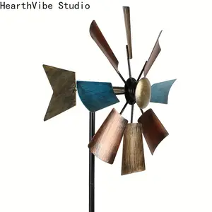 Creative Metal Windmill Outdoor Decor Iron Art Garden Ornament Plane-Shaped Windmill Fashionable