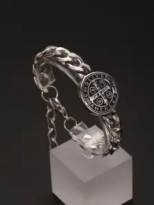 1PC Fadeless Stainless Steel Saint St. Benedict Collar Medal of San Benito Bracelet Men Women Spiritual Virgin Mary Bracelet For Men