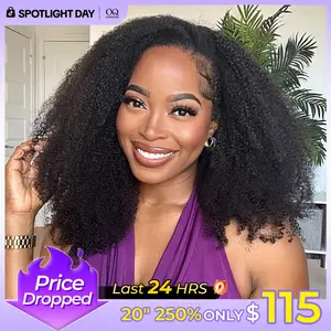 [250% 20" Only $115] OQ HAIR Afro Curly Wear Go Glueless Half Wig 180% 250% Density Upgrade With Drawstring Cap Invisible Hairline Human Hair Wigs Beginner Friendly #TikTokShopBlackFriday