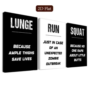 3 Framed Fun Gym Wall Art Posters, Zombie Theme Canvas Prints, Modern Home Decor, Living Room Bedroom Bathroom, Spring Fall Seasonal Art